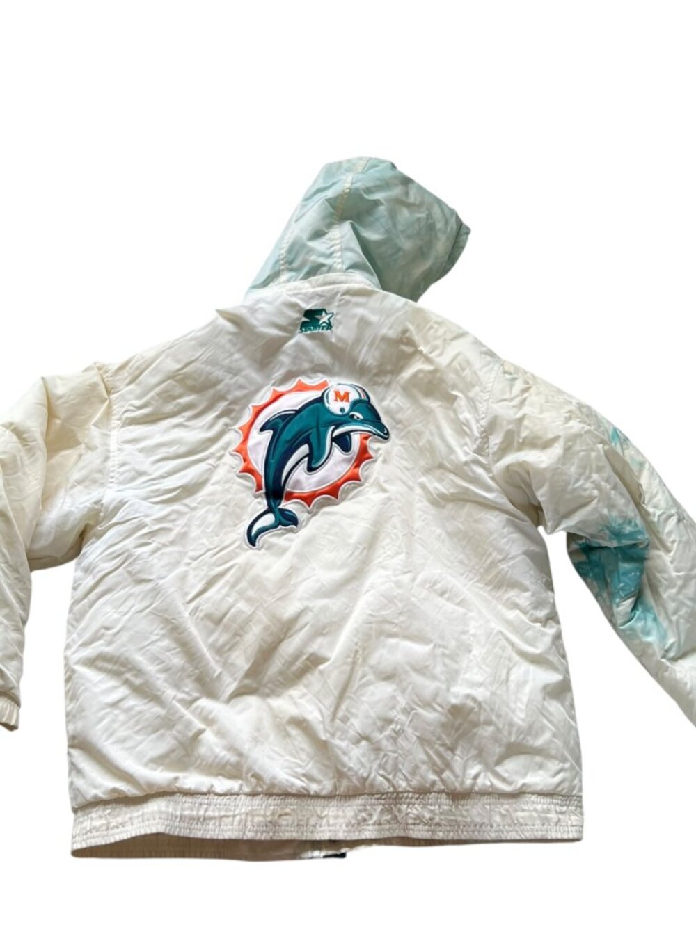 Vintage Starter jacket Miami Dolphins puffer hooded mens large